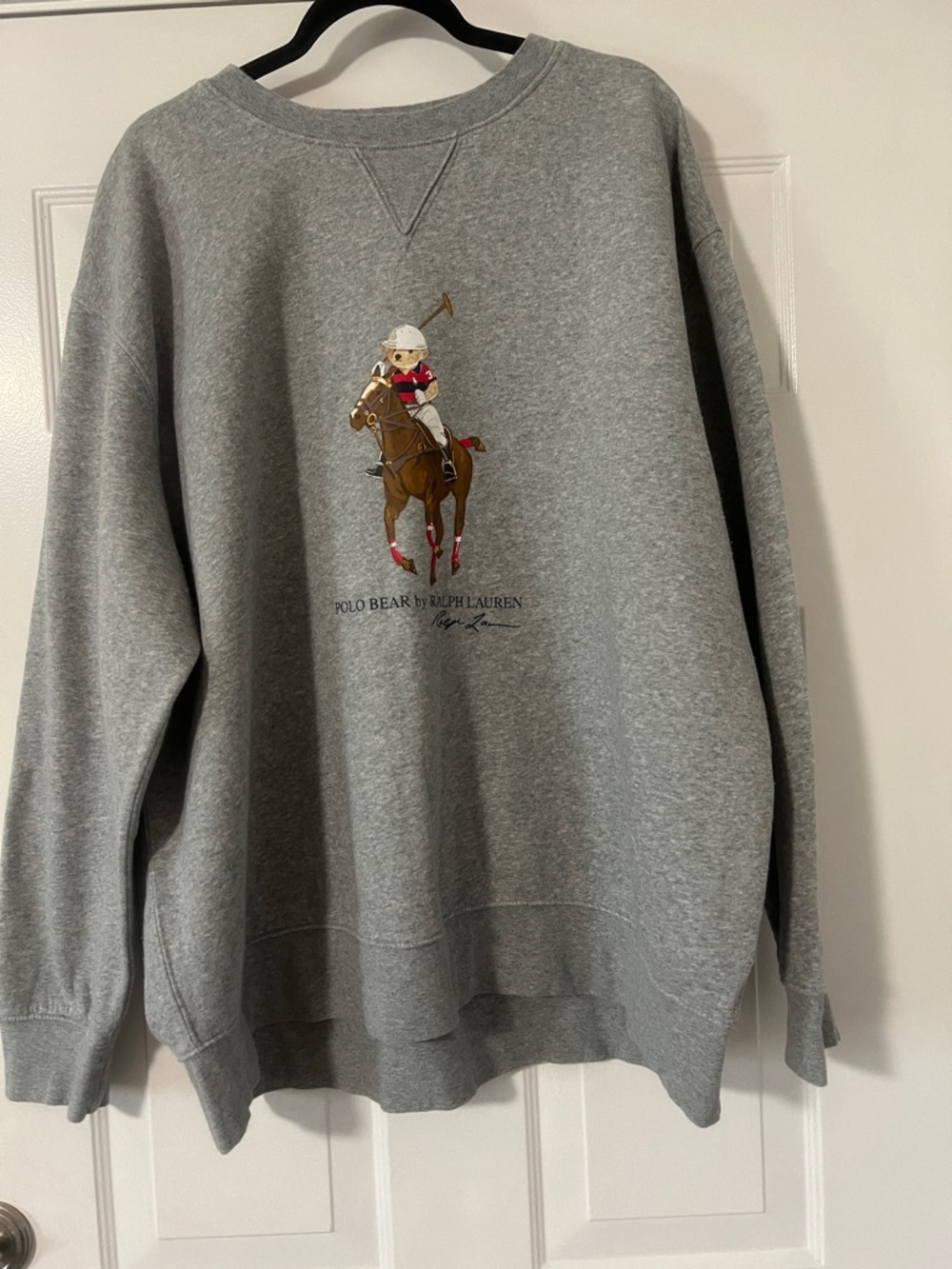 Ralph Lauren Grey Crewneck Sweatshirt with Polo Bear Motif